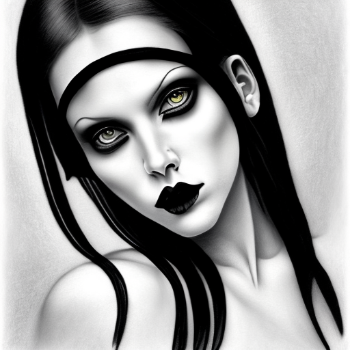 the go-gos goth, centered, Realistic art, pencil drawing with style of