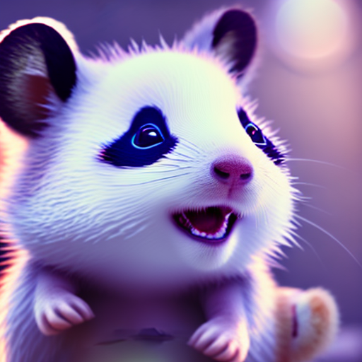 Cute hamster, Cute baby panda, Cute imaginative animal, Futuristic puppy, Cute baby dragon, Adorable creature, Cute Quokka, Adorable little foxy, closeup cute and adorable, cute big circular reflective eyes, long fuzzy fur, Pixar render, unreal engine cinematic smooth, intricate detail, cinematic, 8k, HD with style of