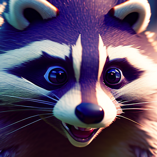 Adorable racoon, closeup cute and adorable, cute big circular reflective eyes, long fuzzy fur, Pixar render, unreal engine cinematic smooth, intricate detail, cinematic, 8k, HD with style of