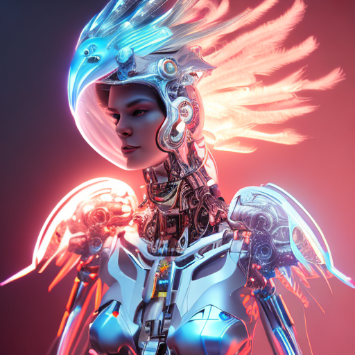 Cyborg Phoenix, Hologram, Futuristic, Mechanical, Biochemical, Robotic, centered, digital art, trending on artstation, (cgsociety) with style of (Irina French)