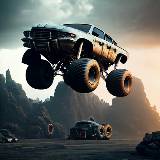Monster truck, mechanical, Futuristic, armour car, centered, (works by Jan Urschel, Michal Karcz), dark sci-fi, trending on artstation with style of apocalypse