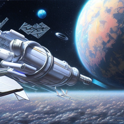 Futuristic space transportation, centered, Realistic art, pencil drawing with style of