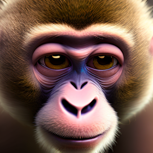 monkey, closeup cute and adorable, cute big circular reflective eyes, long fuzzy fur, Pixar render, unreal engine cinematic smooth, intricate detail, cinematic, 8k, HD with style of