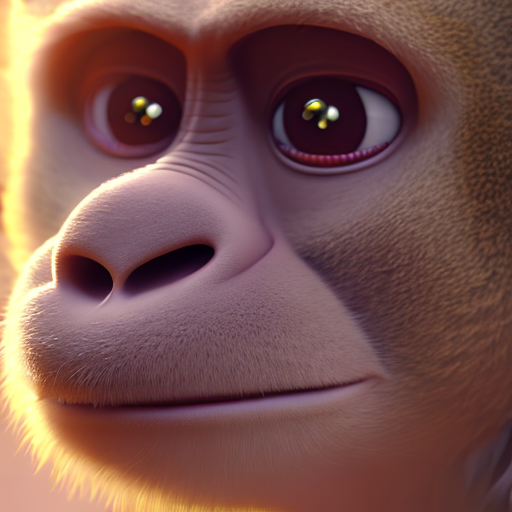 monkey, closeup cute and adorable, cute big circular reflective eyes, long fuzzy fur, Pixar render, unreal engine cinematic smooth, intricate detail, cinematic, 8k, HD with style of
