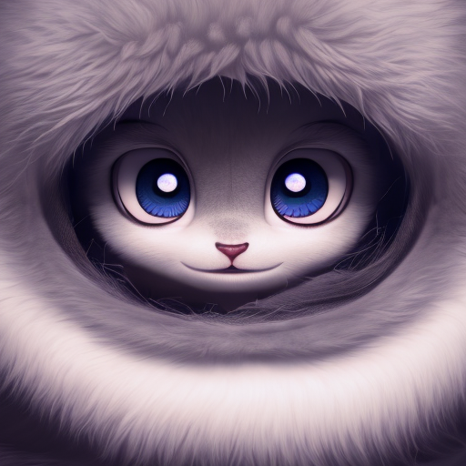 anime, closeup cute and adorable, cute big circular reflective eyes, long fuzzy fur, Pixar render, unreal engine cinematic smooth, intricate detail, cinematic, Realistic art, pencil drawing with style of