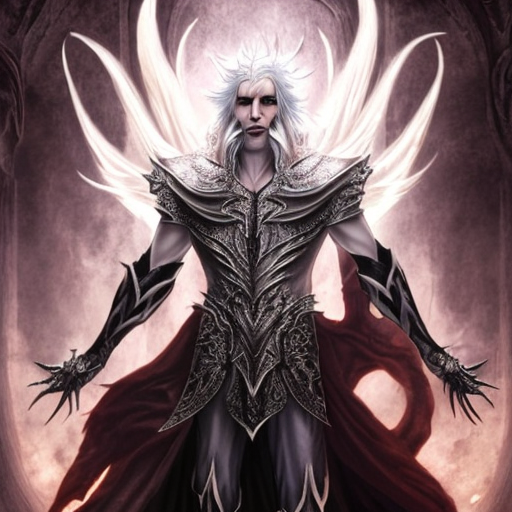 Azazel ,with his pale skin and flowing, silvery-white hair that reaches his lower back. His eyes emit a piercing crimson glow, reflecting his malevolence and thirst for power. He wears dark, ornate armor reminiscent of ancient angelic designs, adorned with sinister engravings. A long, tattered cape made of ethereal shadow fabric trails behind him, exuding an aura of darkness, closeup cute and adorable, cute big circular reflective eyes, long fuzzy fur, Pixar render, unreal engine cinematic smooth, intricate detail, cinematic, 8k, HD with style of