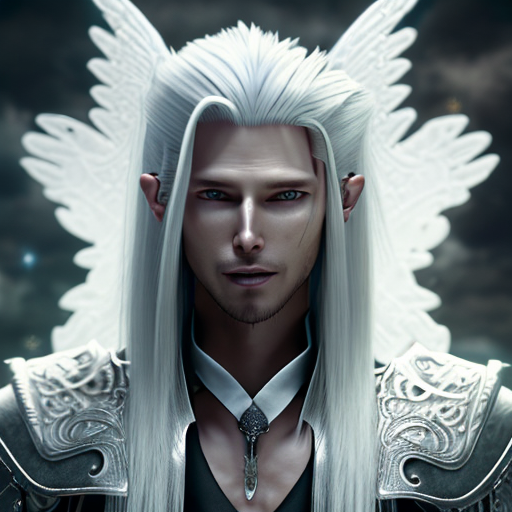 sephiroth who wears dark, ornate armor reminiscent of ancient angelic designs, adorned with sinister engravings. A long, tattered cape made of ethereal shadow fabric trails behind him, exuding an aura of darkness, closeup cute and adorable, cute big circular reflective eyes, long fuzzy fur, Pixar render, unreal engine cinematic smooth, intricate detail, cinematic, digital art, trending on artstation, (cgsociety) with style of (Heraldo Ortega)