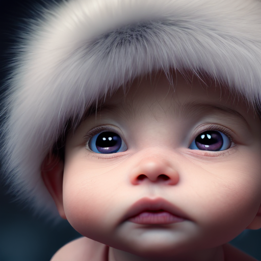 baby holding diaper, closeup cute and adorable, cute big circular reflective eyes, long fuzzy fur, Pixar render, unreal engine cinematic smooth, intricate detail, cinematic, award winning on shutterstock, canon eos 5D, 32k with style of (W. Eugene Smith)