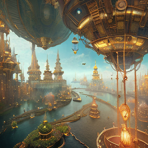 Dream world from the subconscious mind, Dream world from the subconscious mind, centered, steampunk, highly detailed, 8k, intricate, cinematic with style of (Pete Amachree)