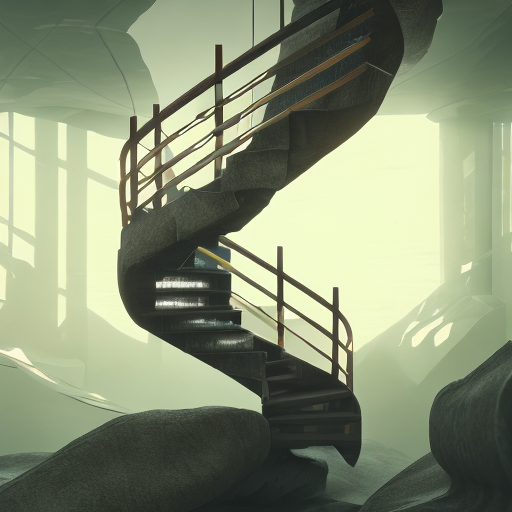 Staircases to the unknown, centered, 3d, octane render, high quality, 4k with style of