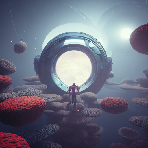 Surreal dreamscapes in space, centered, 3d, octane render, high quality, 4k with style of