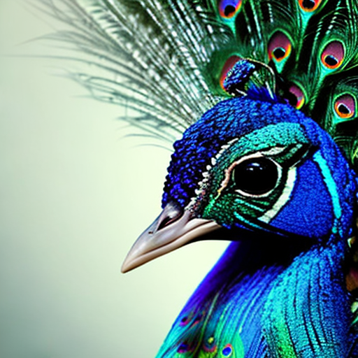 peacock, closeup cute and adorable, cute big circular reflective eyes, long fuzzy fur, Pixar render, unreal engine cinematic smooth, intricate detail, cinematic, 8k, HD with style of