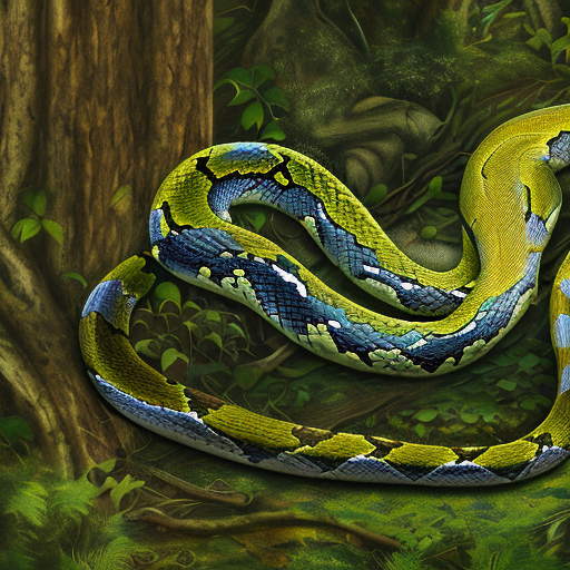 beautiful snake im the forest, centered, 8k, HD with style of