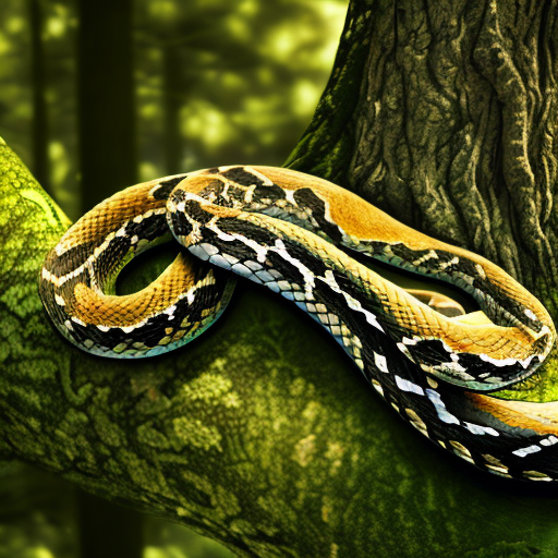anime beautiful snake in the forest, centered, 8k, HD with style of