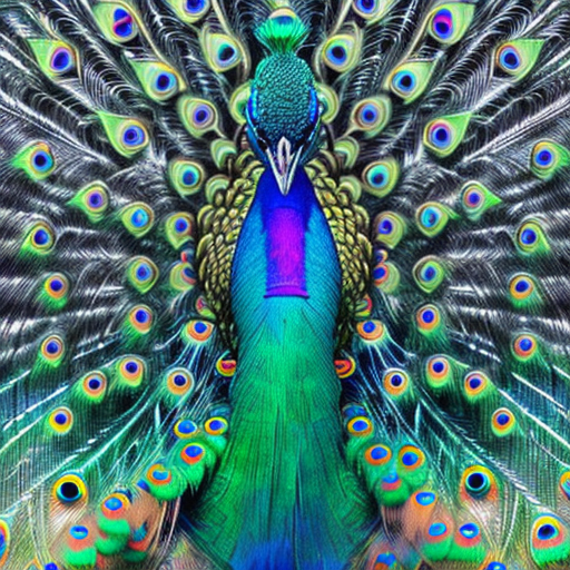 robot peacock, centered, 8k, HD with style of