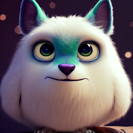 gorgeous creature, closeup cute and adorable, cute big circular reflective eyes, long fuzzy fur, Pixar render, unreal engine cinematic smooth, intricate detail, cinematic, digital art, trending on artstation, (cgsociety) with style of (Heraldo Ortega)