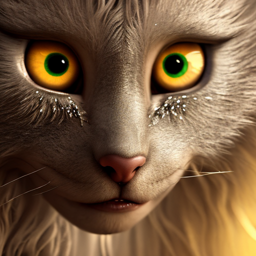 gorgeous angel, closeup cute and adorable, cute big circular reflective eyes, long fuzzy fur, Pixar render, unreal engine cinematic smooth, intricate detail, cinematic, award winning on shutterstock, canon eos 5D, 32k with style of (Helmut Newton)