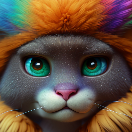 gogeous champion, closeup cute and adorable, cute big circular reflective eyes, long fuzzy fur, Pixar render, unreal engine cinematic smooth, intricate detail, cinematic, pastel colors style, colorful with style of (Pierre-Auguste Renoir)