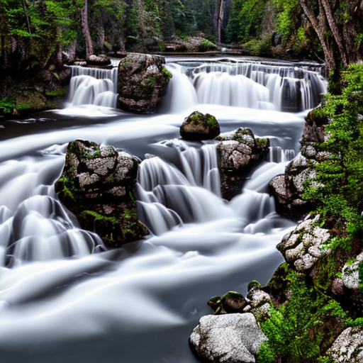magical river falls, centered, 8k, HD with style of