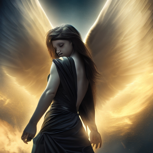 dark angel, centered, 8k, HD with style of
