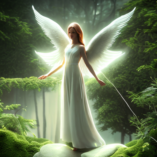 angel in nature, centered, 3d, octane render, high quality, 4k with style of