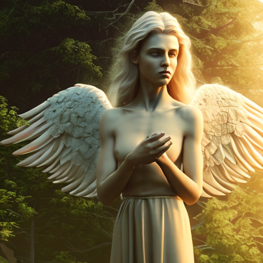 angel in nature, centered, 3d, octane render, high quality, 4k with style of