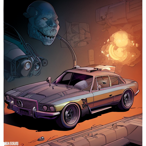 gorgeous car, centered, Pablo olivera, smooth lines, graphic novel, comic art, trending on artstation ((Mike Mignola)) with style of (Dave Gibbons)