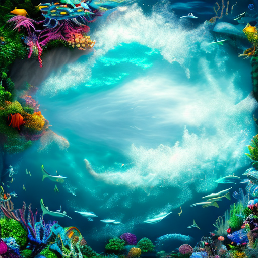 magical ocean, centered, 8k, HD with style of