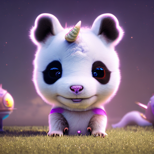Cute unicorn, Futuristic puppy, Cute baby dragon, Cute baby panda, Cute hamster, Cute rabbit, closeup cute and adorable, cute big circular reflective eyes, long fuzzy fur, Pixar render, unreal engine cinematic smooth, intricate detail, cinematic, 3d, octane render, high quality, 4k with style of