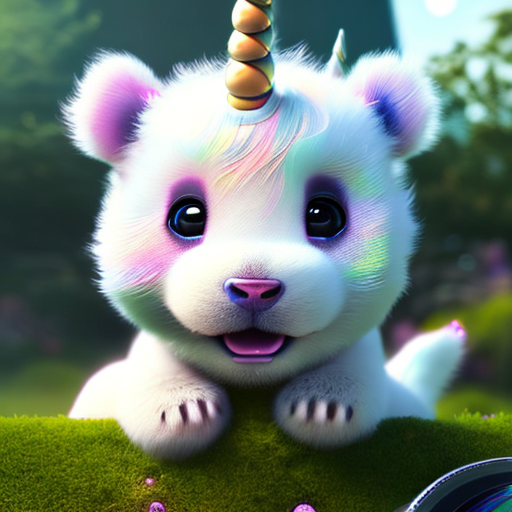 Cute unicorn, Futuristic puppy, Cute baby dragon, Cute baby panda,, closeup cute and adorable, cute big circular reflective eyes, long fuzzy fur, Pixar render, unreal engine cinematic smooth, intricate detail, cinematic, Portrait style, sharp, highly detailed, 8k, HD with style of (Kit Cat)