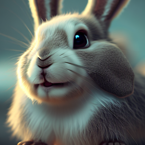 Cute rabbit, closeup cute and adorable, cute big circular reflective eyes, long fuzzy fur, Pixar render, unreal engine cinematic smooth, intricate detail, cinematic, digital art, trending on artstation, (cgsociety) with style of (Irina French)