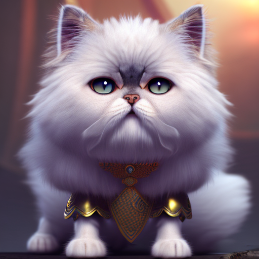 persian cat warrior, closeup cute and adorable, cute big circular reflective eyes, long fuzzy fur, Pixar render, unreal engine cinematic smooth, intricate detail, cinematic, 8k, HD with style of