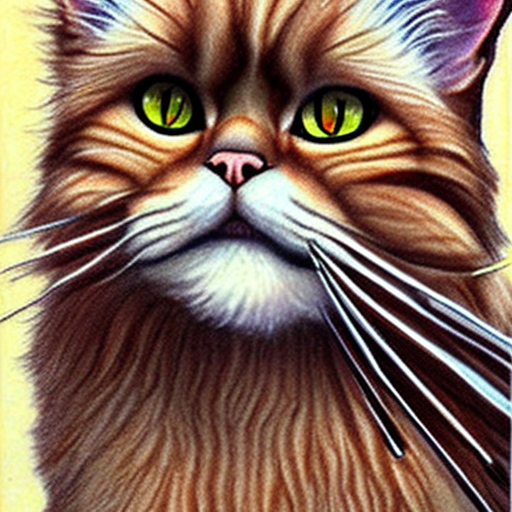 ginger persian cat with crown, centered, Realistic art, pencil drawing with style of