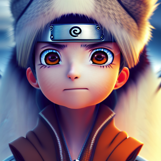 make a Naruto profile, closeup cute and adorable, cute big circular reflective eyes, long fuzzy fur, Pixar render, unreal engine cinematic smooth, intricate detail, cinematic, 8k, HD with style of