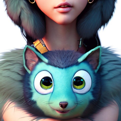 Nico Robin, closeup cute and adorable, cute big circular reflective eyes, long fuzzy fur, Pixar render, unreal engine cinematic smooth, intricate detail, cinematic, 3d, octane render, high quality, 4k with style of