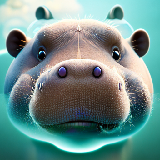 Cute hippo, Cute sea otter, closeup cute and adorable, cute big circular reflective eyes, long fuzzy fur, Pixar render, unreal engine cinematic smooth, intricate detail, cinematic, 3d, octane render, high quality, 4k with style of