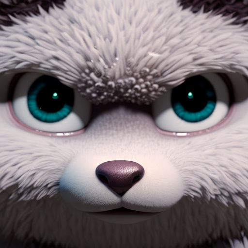 Adorable creature, closeup cute and adorable, cute big circular reflective eyes, long fuzzy fur, Pixar render, unreal engine cinematic smooth, intricate detail, cinematic, 8k, HD with style of