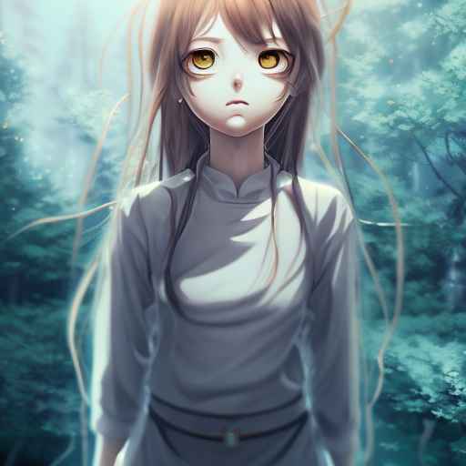 a girl with 1 hand and 1 eye, centered, anime, (Arcane, WLOP, VOFAN) with style of (Hayao Miyazaki)
