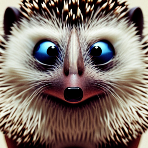 Cute hedgehog, closeup cute and adorable, cute big circular reflective eyes, long fuzzy fur, Pixar render, unreal engine cinematic smooth, intricate detail, cinematic, award winning on shutterstock, canon eos 5D, 32k with style of (Irving Penn)