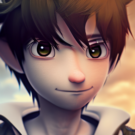 anime boy black eye and hair, closeup cute and adorable, cute big circular reflective eyes, long fuzzy fur, Pixar render, unreal engine cinematic smooth, intricate detail, cinematic, 8k, HD with style of