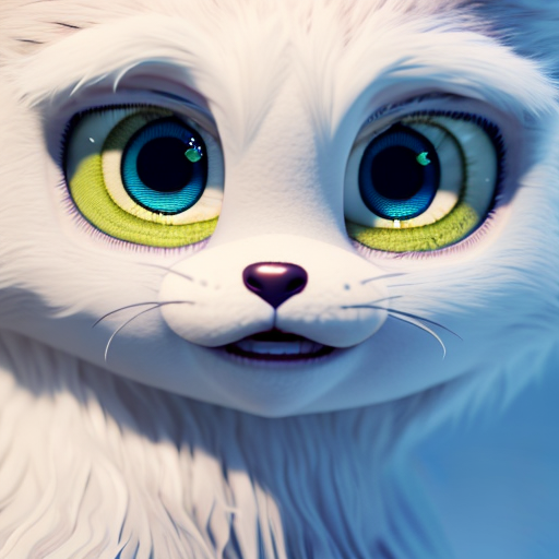 anime, closeup cute and adorable, cute big circular reflective eyes, long fuzzy fur, Pixar render, unreal engine cinematic smooth, intricate detail, cinematic, 3d, octane render, high quality, 4k with style of