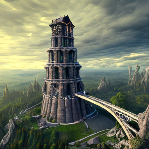 Twisted tower, Endless bridge, centered, 8k, HD with style of