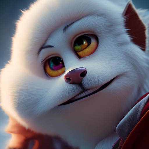 Filipino Korean, closeup cute and adorable, cute big circular reflective eyes, long fuzzy fur, Pixar render, unreal engine cinematic smooth, intricate detail, cinematic, Portrait style, sharp, highly detailed, 8k, HD with style of (Bust View)