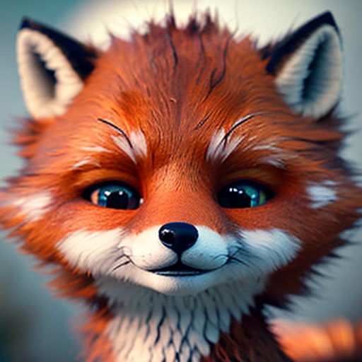 Adorable little foxy, closeup cute and adorable, cute big circular reflective eyes, long fuzzy fur, Pixar render, unreal engine cinematic smooth, intricate detail, cinematic, Portrait style, sharp, highly detailed, 8k, HD with style of (Kit Cat)