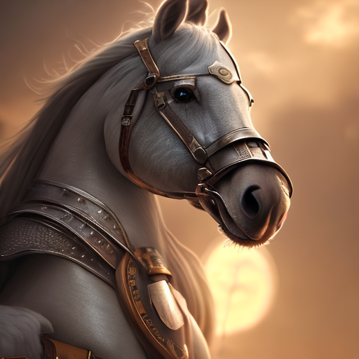 a gallant knight in horse fully equipped with all he needed in a battle, closeup cute and adorable, cute big circular reflective eyes, long fuzzy fur, Pixar render, unreal engine cinematic smooth, intricate detail, cinematic, 8k, HD with style of