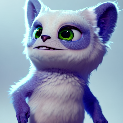 Adorable creature, closeup cute and adorable, cute big circular reflective eyes, long fuzzy fur, Pixar render, unreal engine cinematic smooth, intricate detail, cinematic, digital art, trending on artstation, (cgsociety) with style of (Heraldo Ortega)