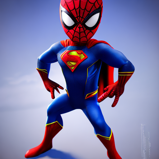 spiderman x superman, closeup cute and adorable, cute big circular reflective eyes, long fuzzy fur, Pixar render, unreal engine cinematic smooth, intricate detail, cinematic, digital art, trending on artstation, (cgsociety) with style of (Irina French)