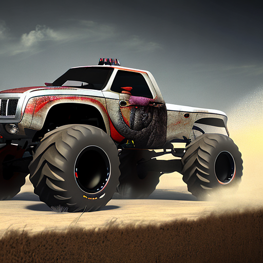 monster crusher truck, centered, 8k, HD with style of