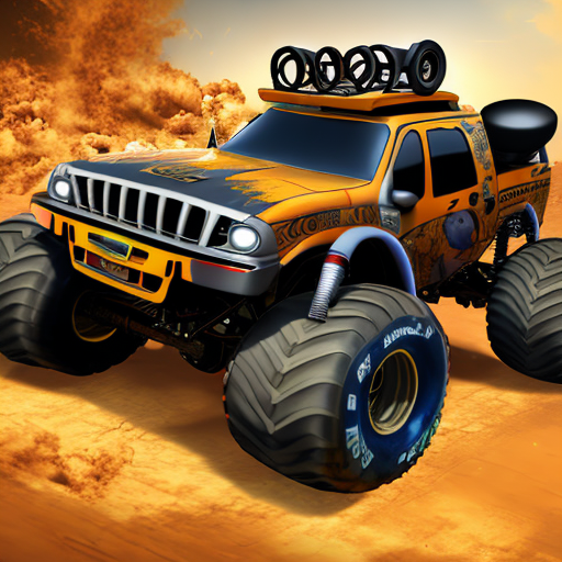 monster battle truck, centered, 8k, HD with style of