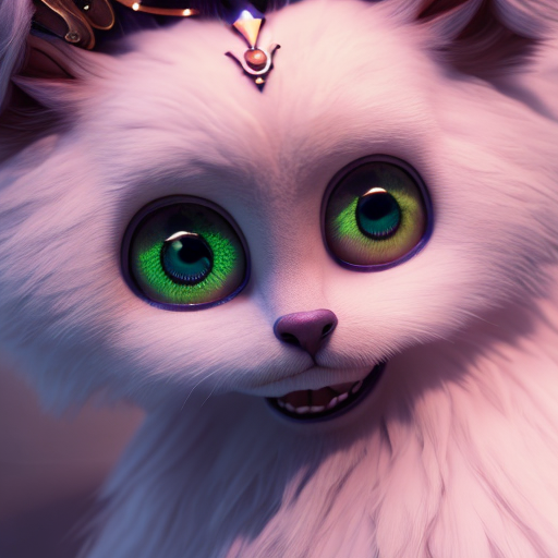 princess of Illïntanari, closeup cute and adorable, cute big circular reflective eyes, long fuzzy fur, Pixar render, unreal engine cinematic smooth, intricate detail, cinematic, 8k, HD with style of